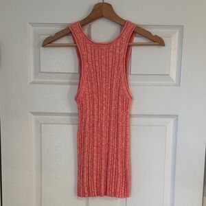 Anthropologie Coral Ribbed Knit Top